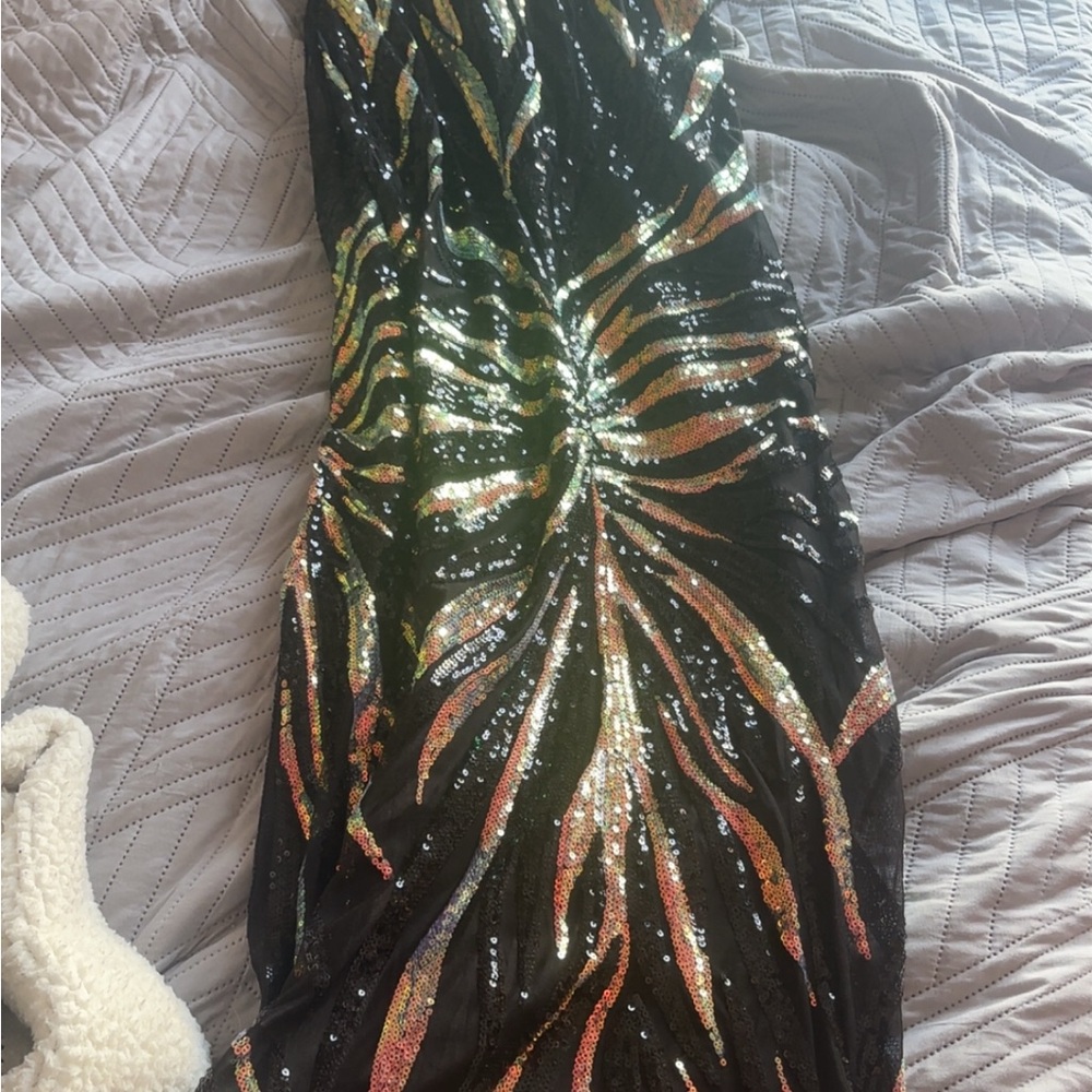 Sequin Black and Gold prom Dress